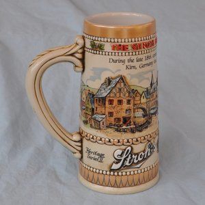 28 oz vintage stroh's ceramarte brazil beer stein numbered 127080 (w594)